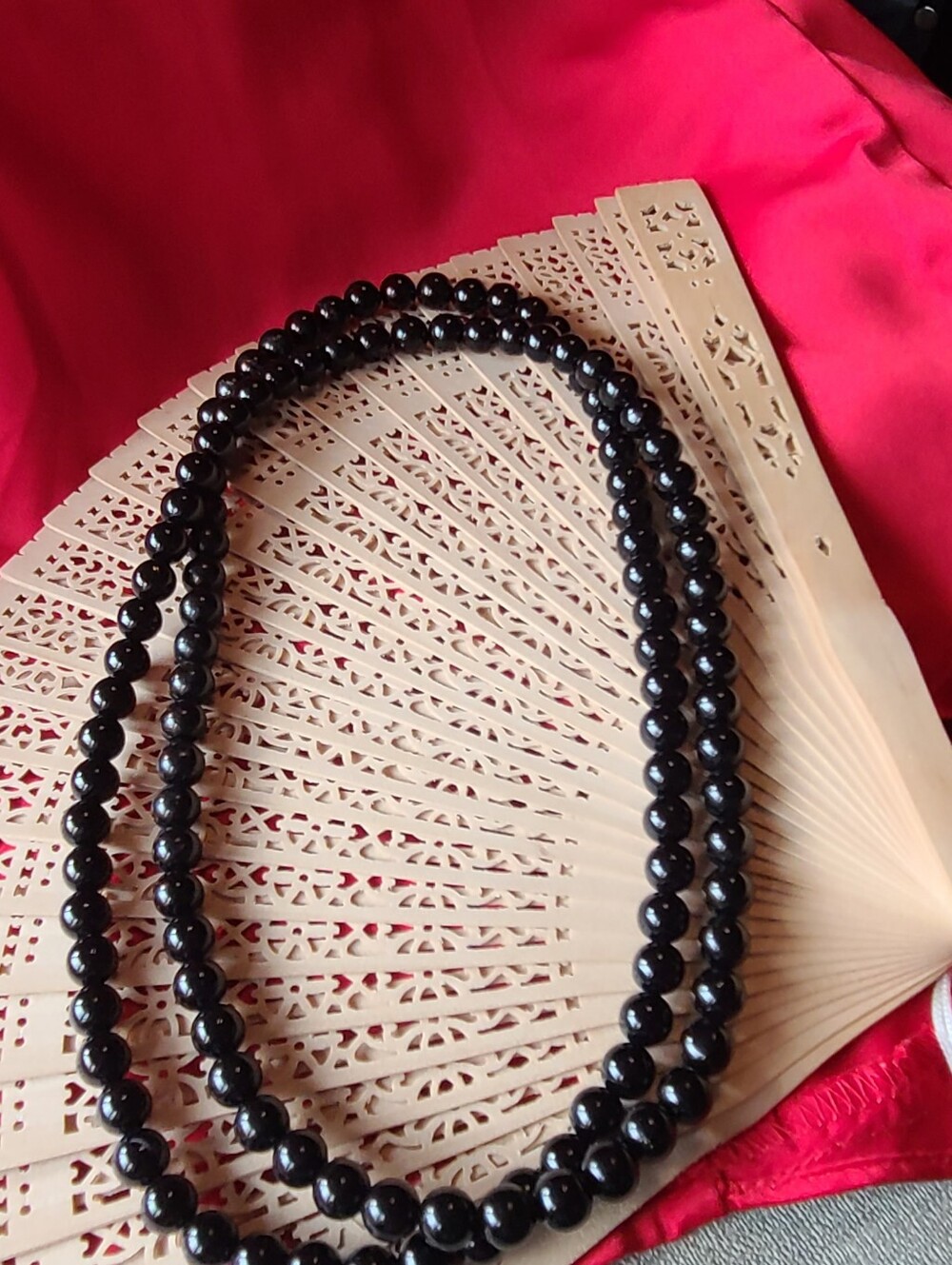 Vintage Black Bead Double-Strand Necklace